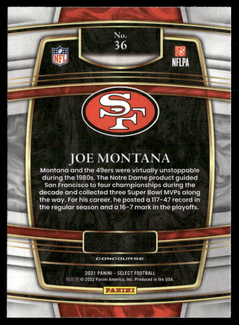 Joe Montana 2021 Panini Select #36 San Francisco 49ers