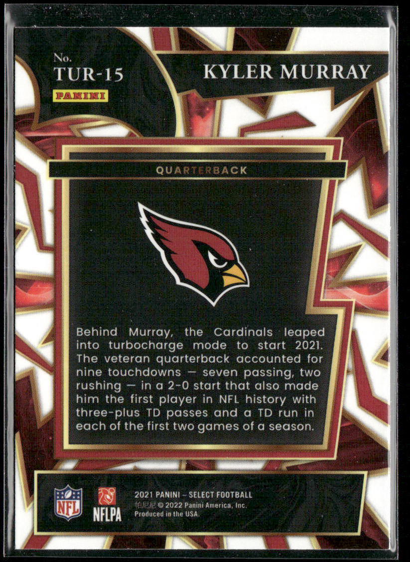 Kyler Murray 2021 Panini Select Turbocharged #TUR-15 Arizona Cardinals