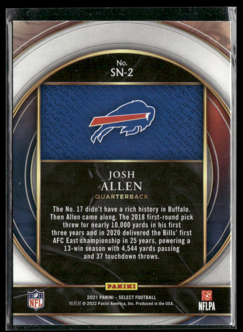 Josh Allen 2021 Panini Select Select Numbers #SN-2 Buffalo Bills