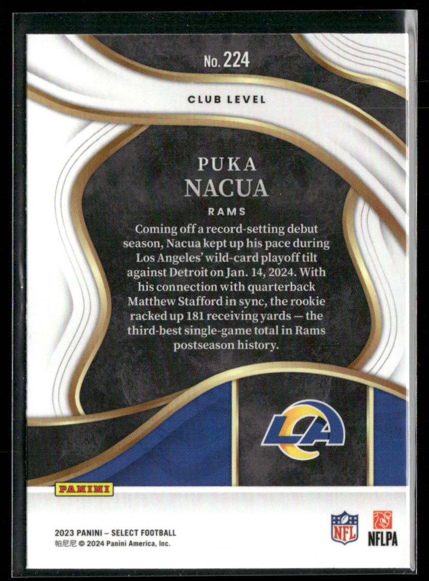 Puka Nacua 2023 Panini Select #224 RC Los Angeles Rams