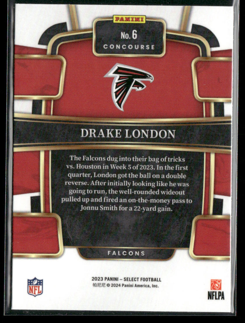 Drake London 2023 Panini Select #6 Atlanta Falcons