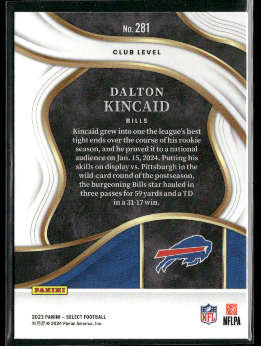 Dalton Kincaid 2023 Panini Select #281 RC Buffalo Bills