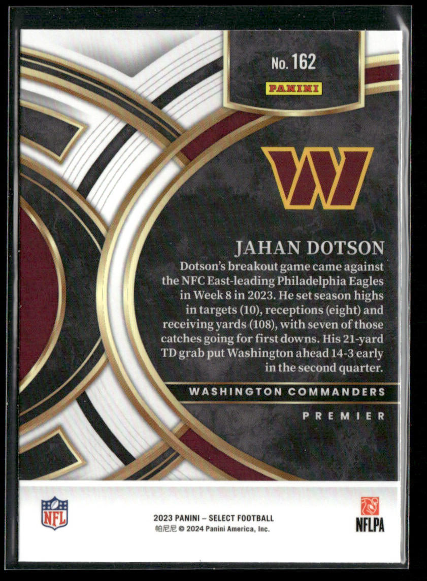 Jahan Dotson 2023 Panini Select #162 Washington Commanders