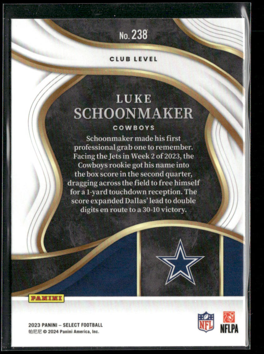 Luke Schoonmaker 2023 Panini Select #238 RC Dallas Cowboys