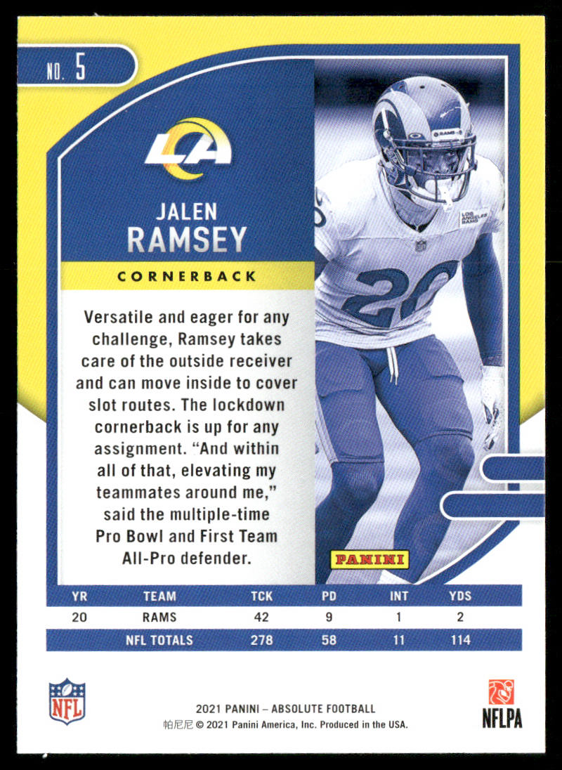 Jalen Ramsey 2021 Panini Absolute Retail #5 Los Angeles Rams