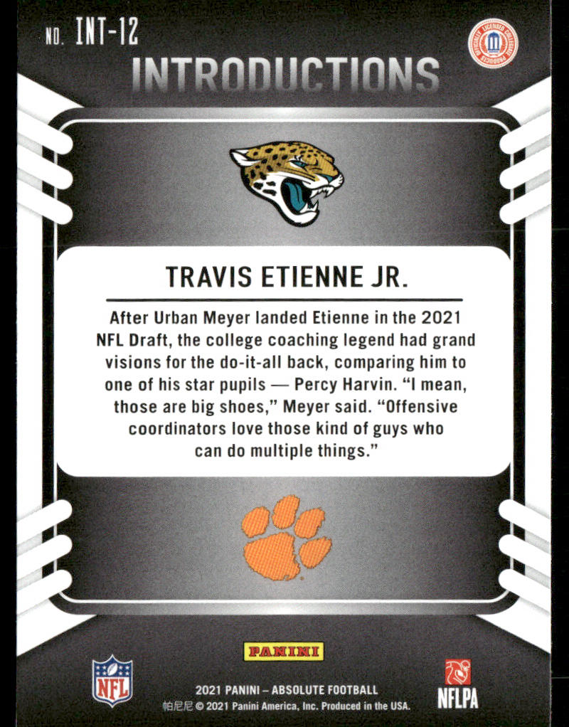 Travis Etienne Jr. 2021 Panini Absolute Introductions #INT-12