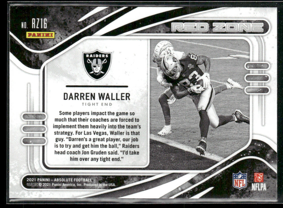 Darren Waller 2021 Panini Absolute Red Zone #RZ16 Las Vegas Raiders