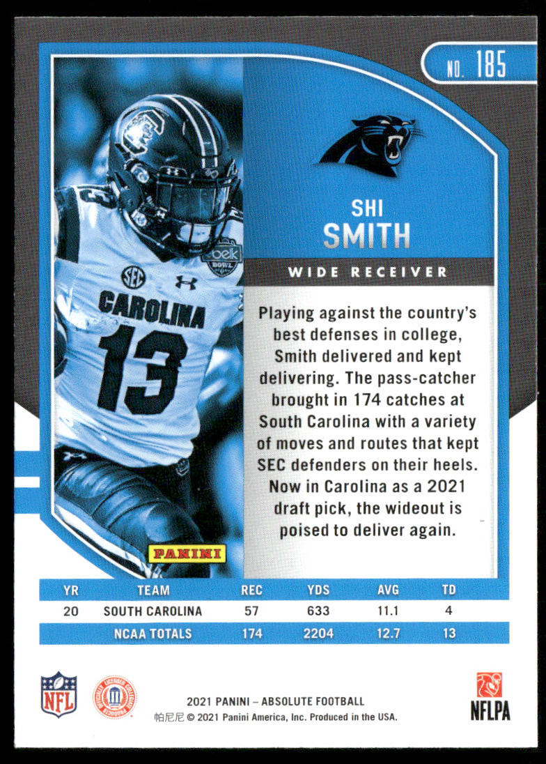 Shi Smith 2021 Panini Absolute Retail #185 RC Carolina Panthers