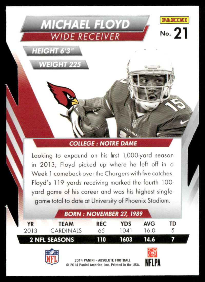 Michael Floyd 2014 Panini Absolute Retail #21 Arizona Cardinals