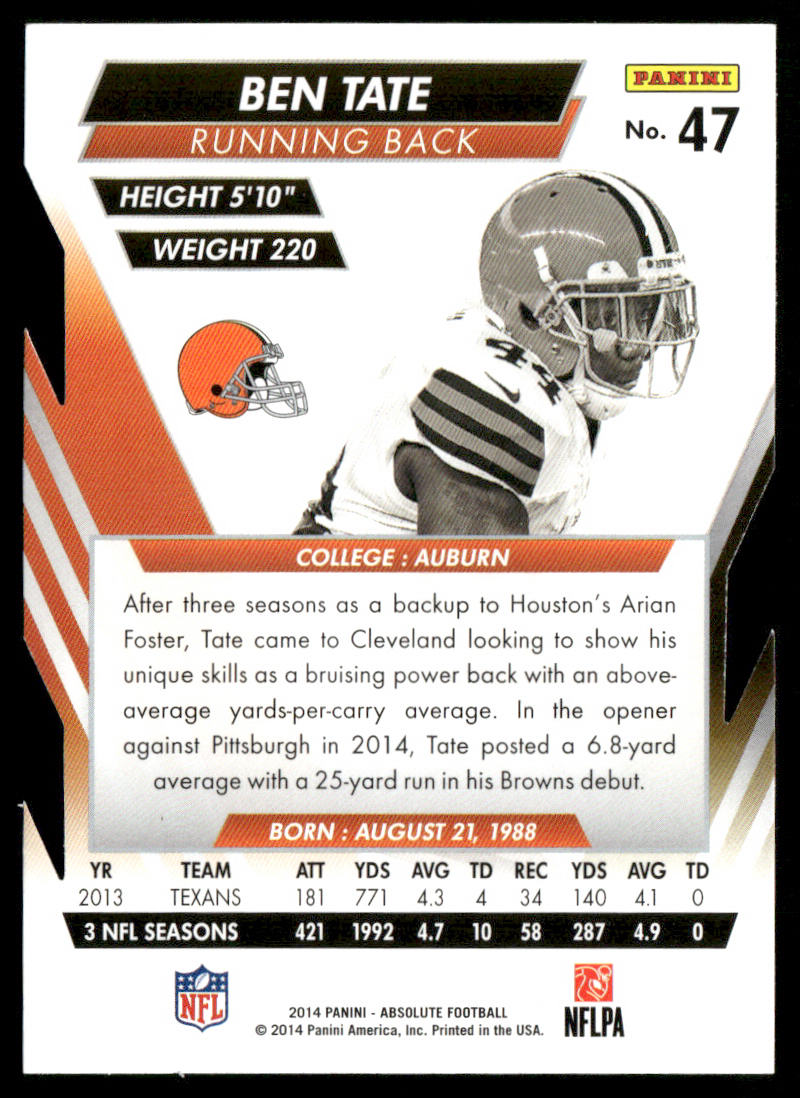 Ben Tate 2014 Panini Absolute Retail #47 Cleveland Browns