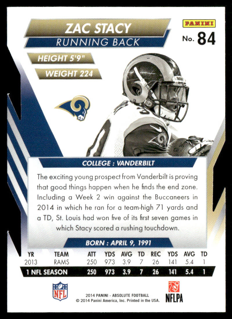 Zac Stacy 2014 Panini Absolute Retail #84 St. Louis Rams