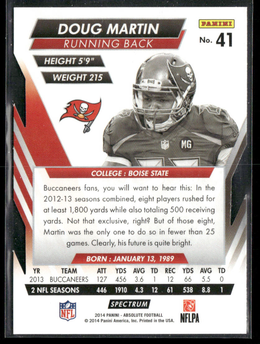 Doug Martin 2014 Panini Absolute Retail Blue #41 Tampa Bay Buccaneers