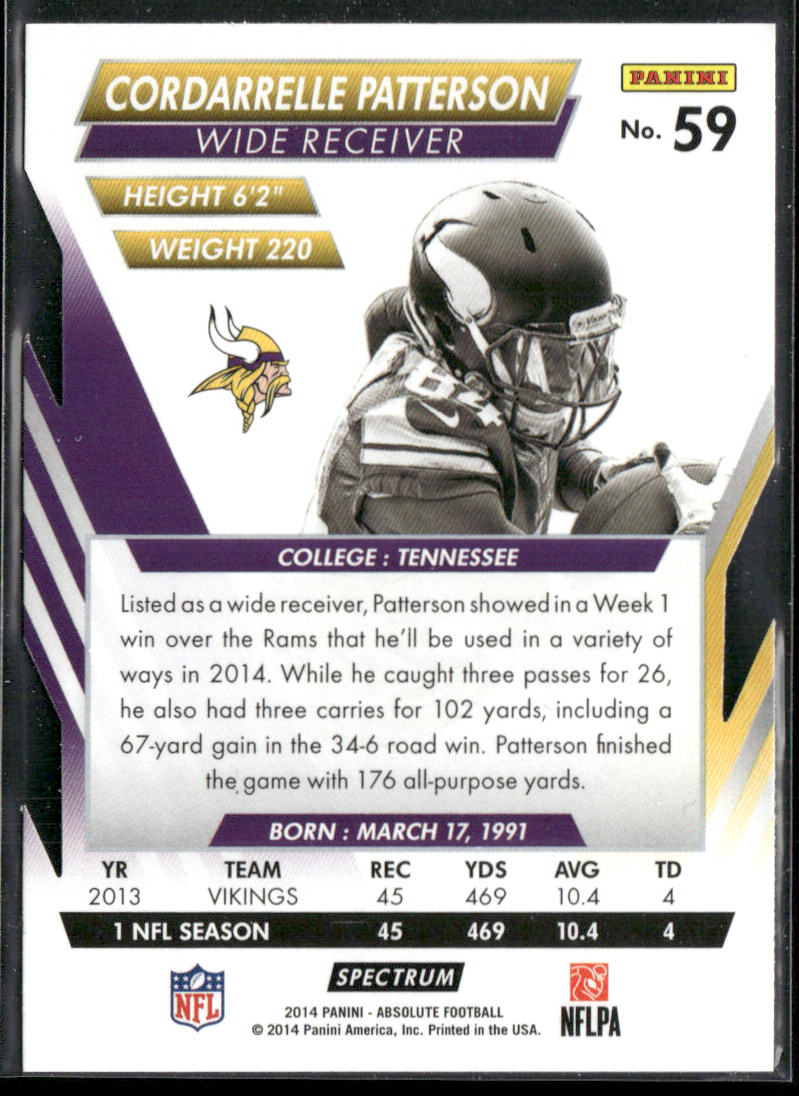 Cordarrelle Patterson 2014 Panini Absolute Retail Red #59 Minnesota Vikings