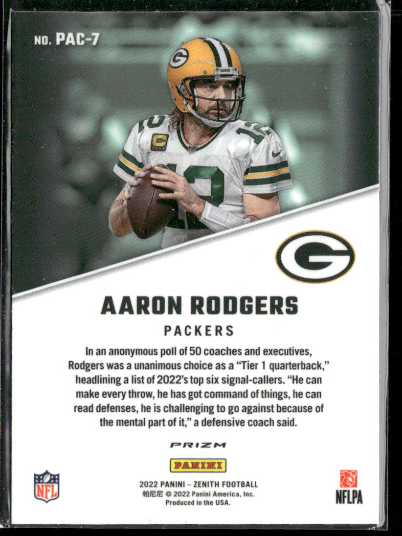 Aaron Rodgers 2022 Zenith 1992 Pacific #PAC-7 Green Bay Packers