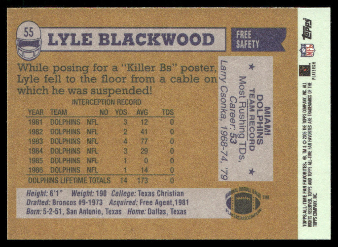 Lyle Blackwood 2004 Topps Fan Favorites #55 Miami Dolphins