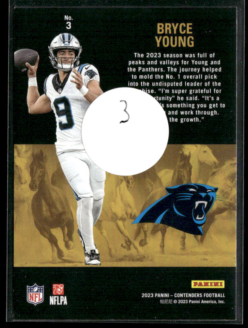 Bryce Young 2023 Panini Contenders Rookie Stallions #3 Carolina Panthers