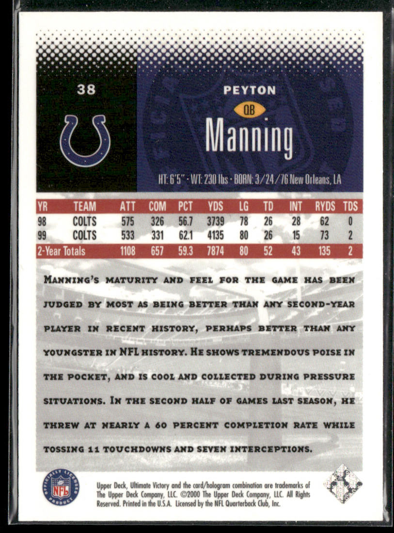 Peyton Manning 2000 Upper Deck Ultimate Victory #38 Indianapolis Colts