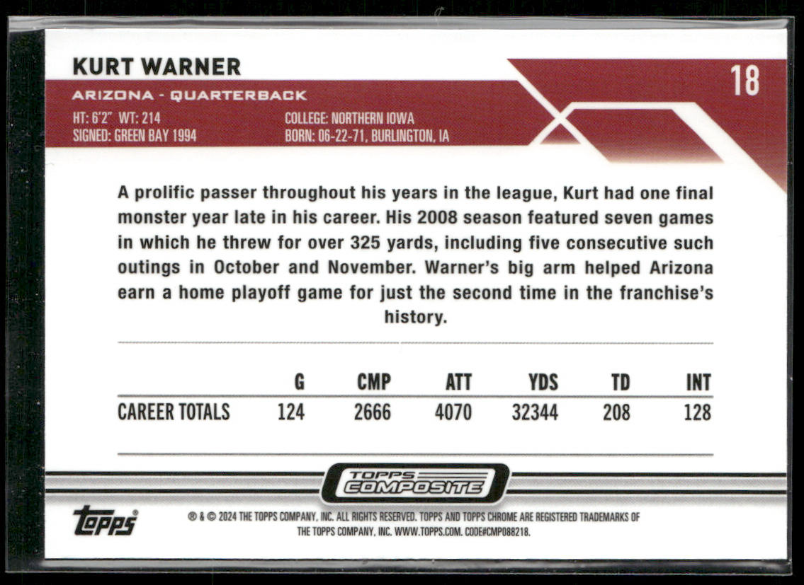 Kurt Warner 2023 Topps Composite #18 Arizona Cardinals