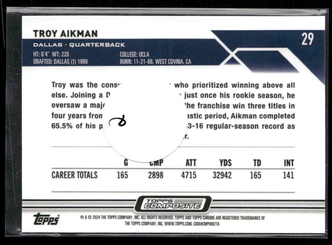 Troy Aikman 2023 Topps Composite #29 Dallas Cowboys
