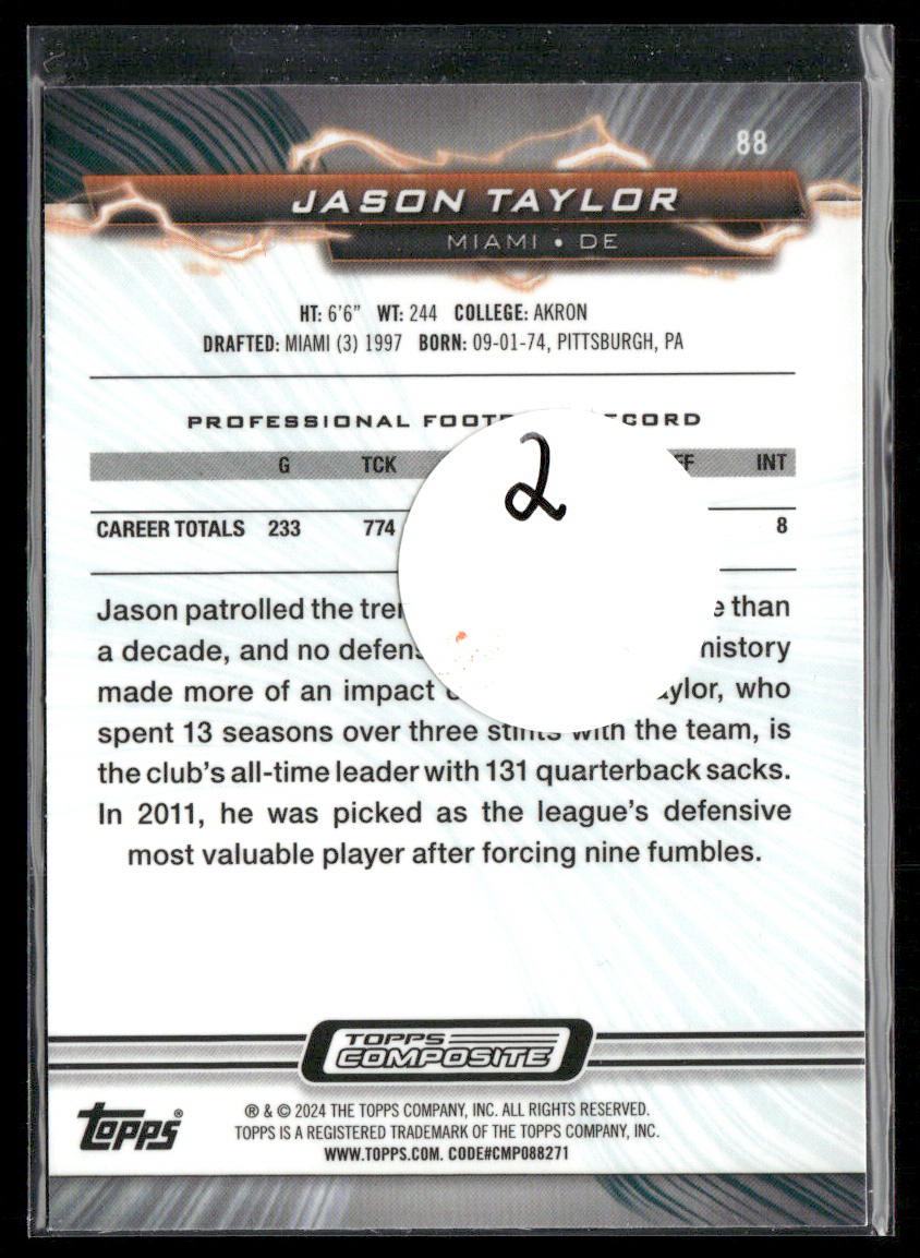 Jason Taylor 2023 Topps Composite #88 Miami Dolphins