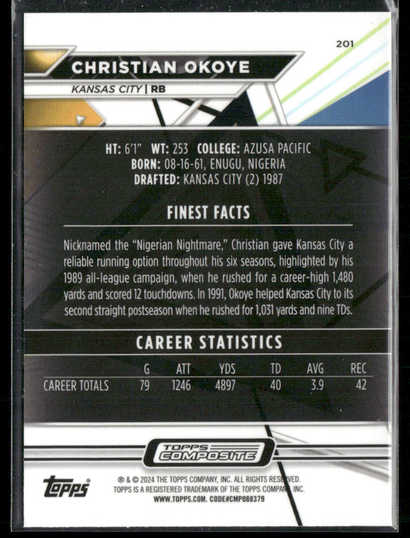 Christian Okoye 2023 Topps Composite #201 Kansas City Chiefs