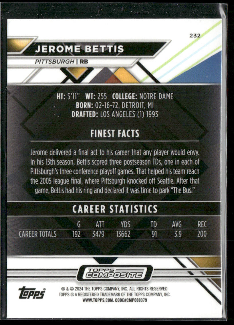 Jerome Bettis 2023 Topps Composite #232 Pittsburgh Steelers