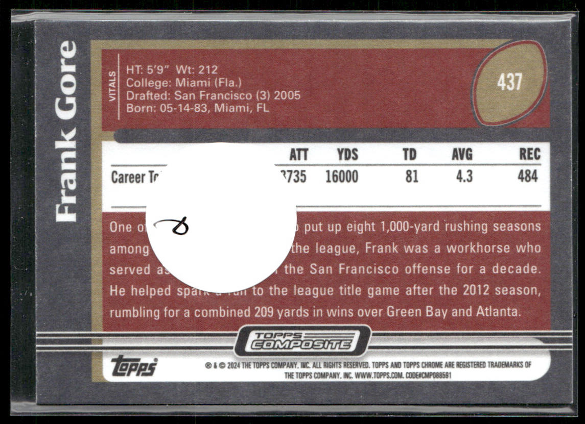 Frank Gore 2023 Topps Composite #437 San Francisco 49ers
