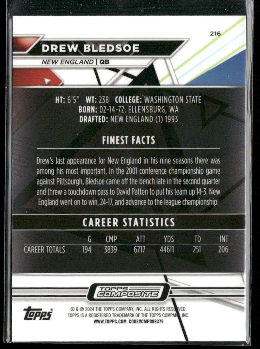 Drew Bledsoe 2023 Topps Composite Finest Checkerboard Refractor #216 Patriots