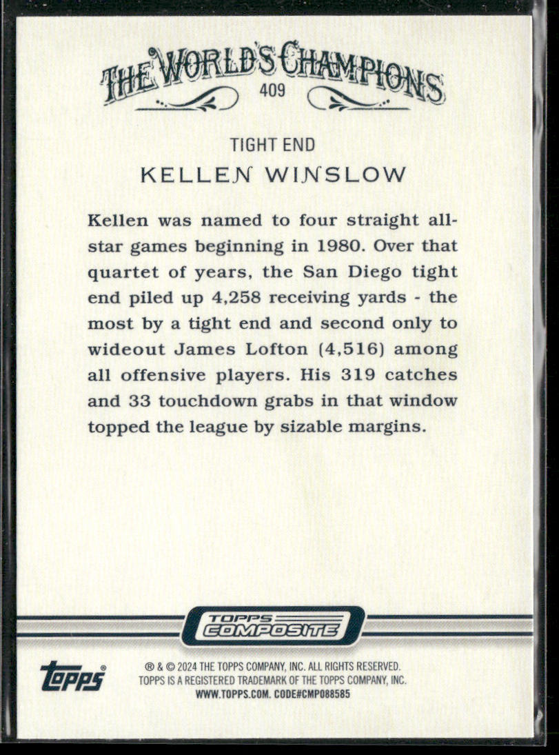Kellen Winslow 2023 Topps Composite Allen & Ginter Silver Portrait #409 Chargers