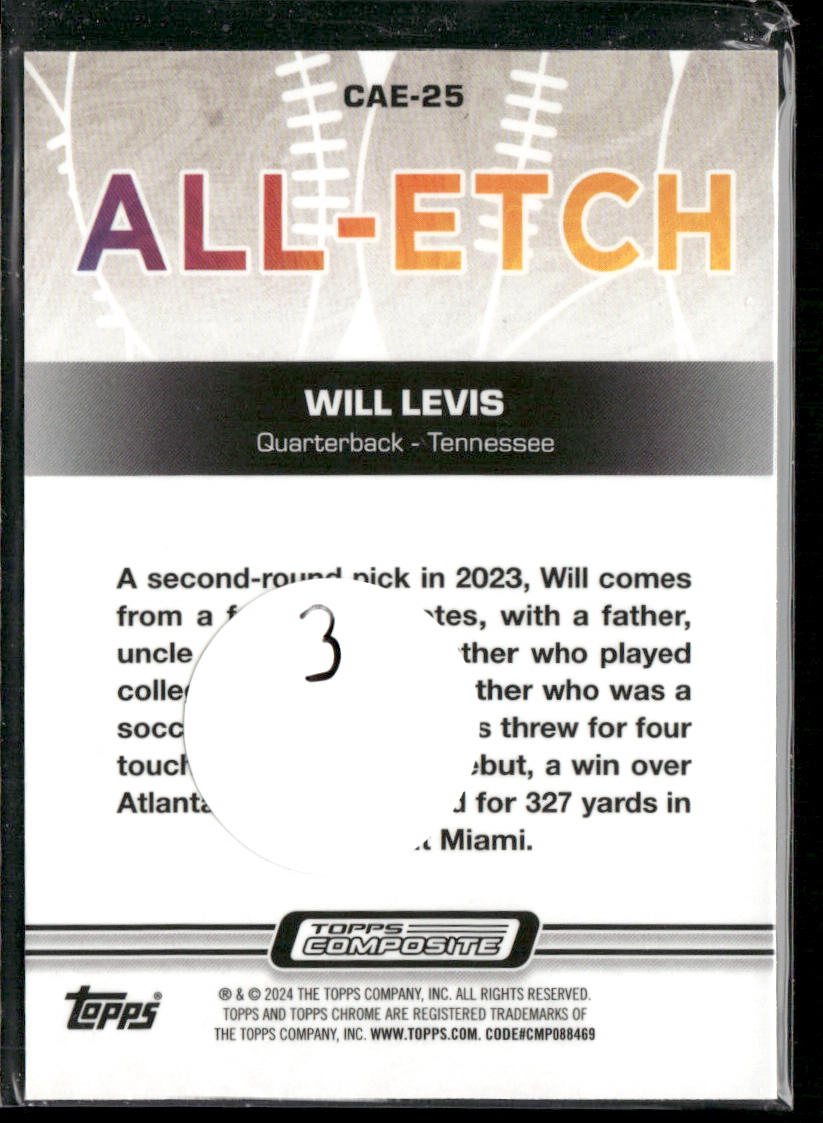 Will Levis 2023 Topps Composite Chrome All-Etch X-Fractor #CAE-25 Titans