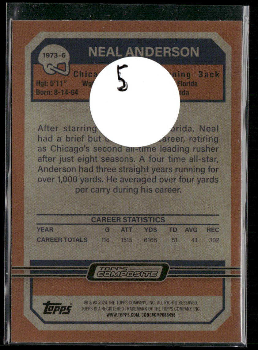 Neal Anderson 2023 Topps Composite 1973 Topps Football Lazer Refractor #1973-6