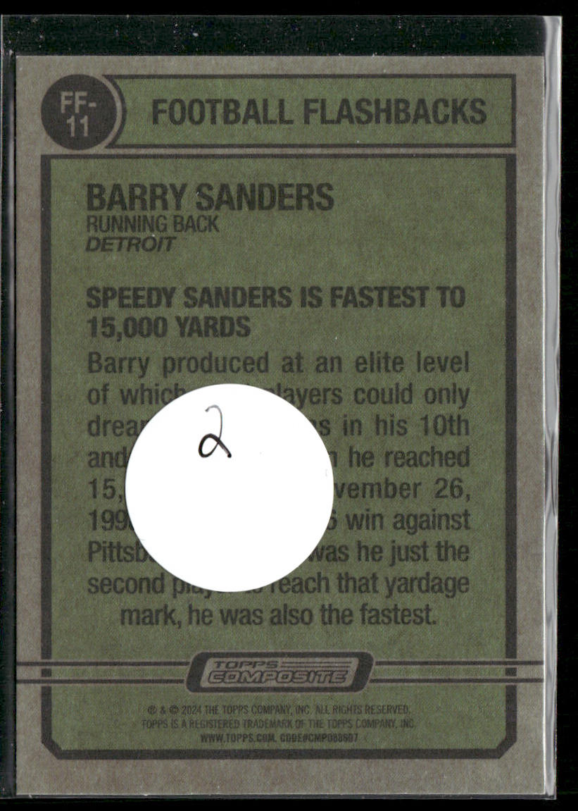 Barry Sanders 2023 Topps Composite Football Flashbacks #FF-11 Detroit Lions