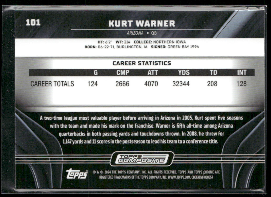 Kurt Warner 2023 Topps Composite #101 Arizona Cardinals