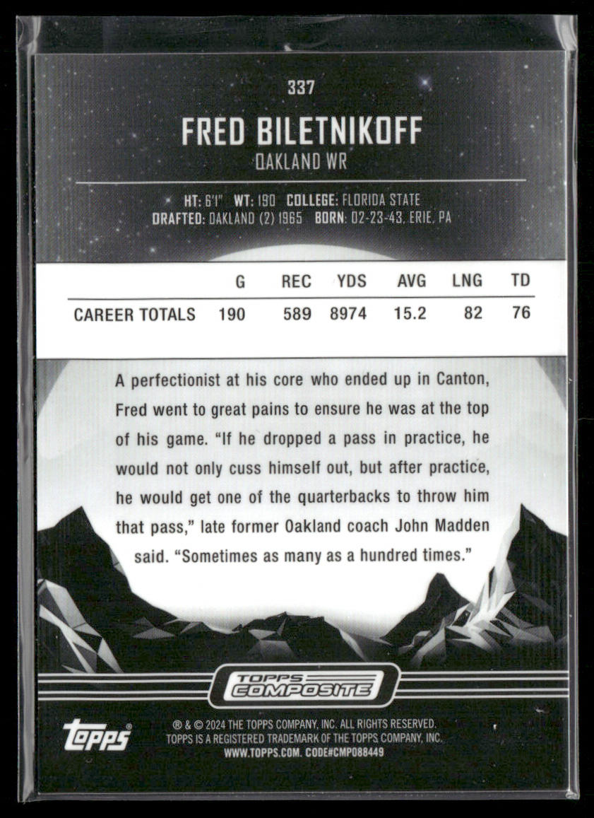 Fred Biletnikoff 2023 Topps Composite Midnight Dusk #337 SN Oakland Raiders