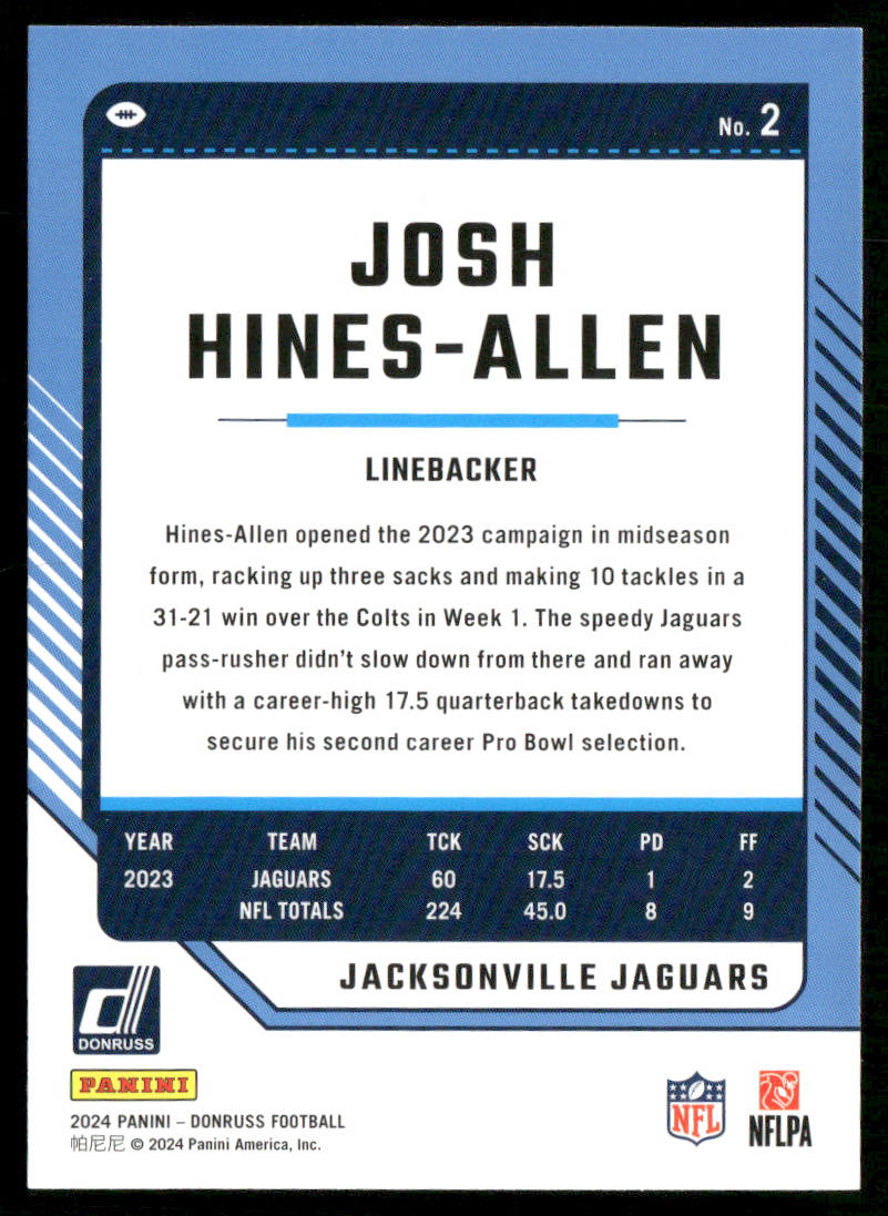 Josh Hines-Allen 2024 Donruss #2 Jacksonville Jaguars