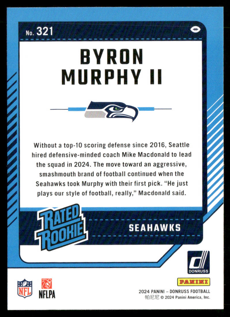 Byron Murphy II 2024 Donruss #321 RC Seattle Seahawks