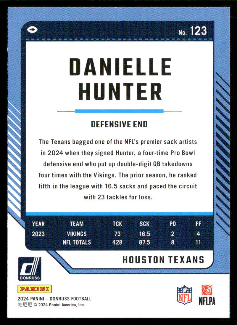 Danielle Hunter 2024 Donruss #123 Houston Texans