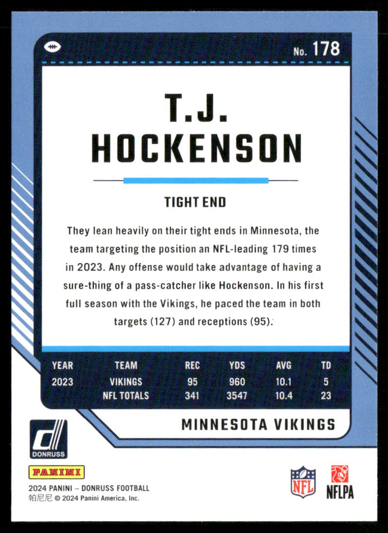 T.J. Hockenson 2024 Donruss #178 Minnesota Vikings