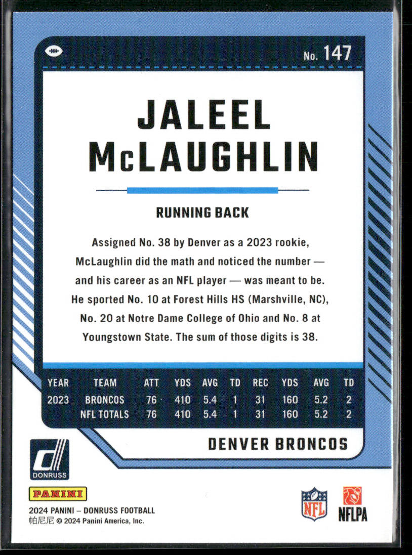Jaleel McLaughlin 2024 Donruss Press Proof Red #147 Denver Broncos