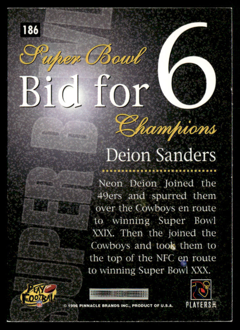 Deion Sanders 1996 Pinnacle #186 Dallas Cowboys