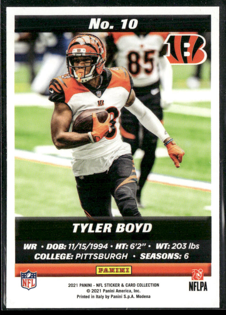 Tyler Boyd 2021 Panini Sticker & Card Collection Cards #10 Cincinnati Bengals