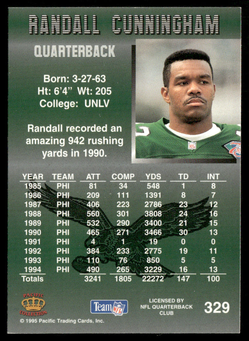 Randall Cunningham 1995 Pacific #329 Philadelphia Eagles