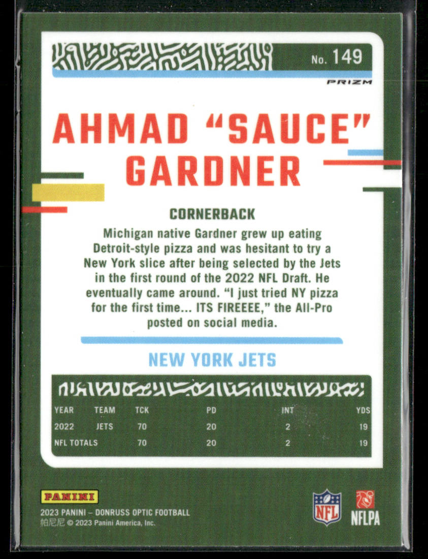 Ahmad "Sauce" Gardner 2023 Donruss Optic Stars #149 New York Jets