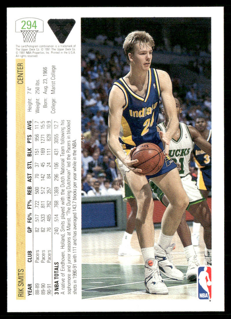 Rik Smits 1991-92 Upper Deck #294 Indiana Pacers