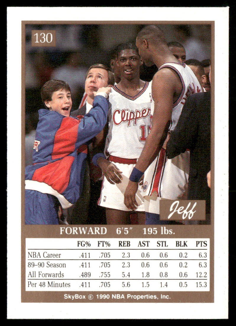 Jeff Martin 1990-91 SkyBox #130 RC Los Angeles Clippers