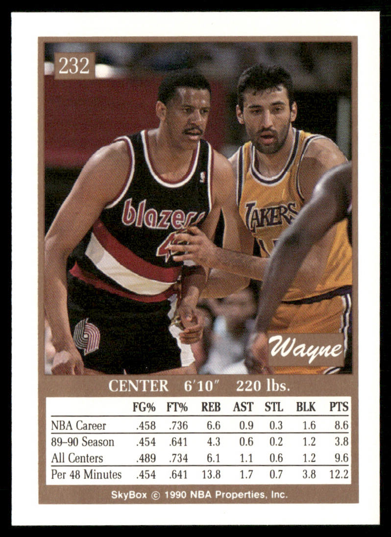 Wayne Cooper 1990-91 SkyBox #232 Portland Trail Blazers