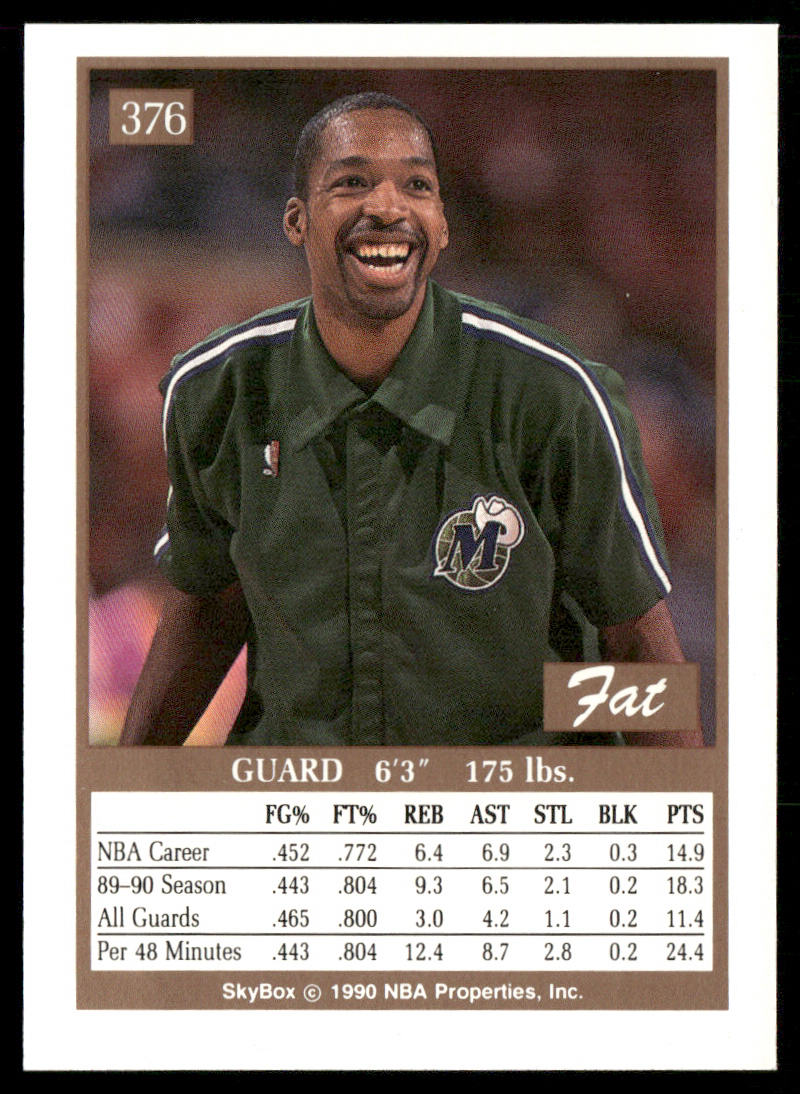 Lafayette Lever 1990-91 SkyBox #376 Dallas Mavericks