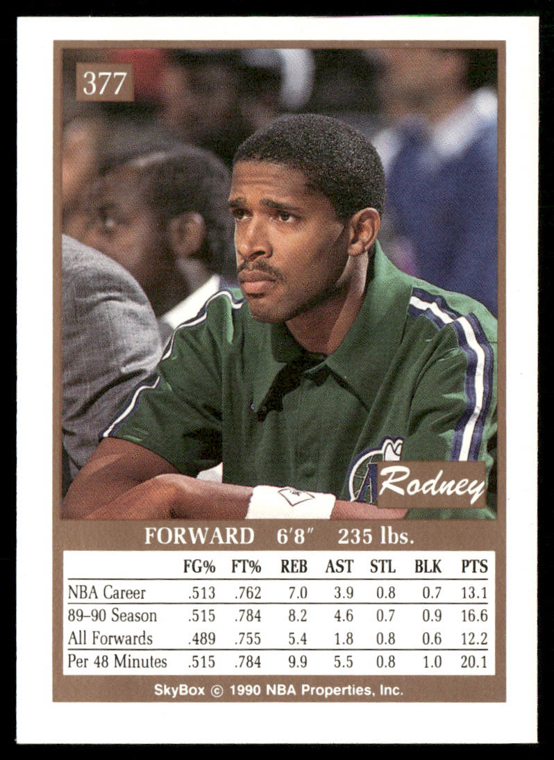 Rodney McCray 1990-91 SkyBox #377 Dallas Mavericks
