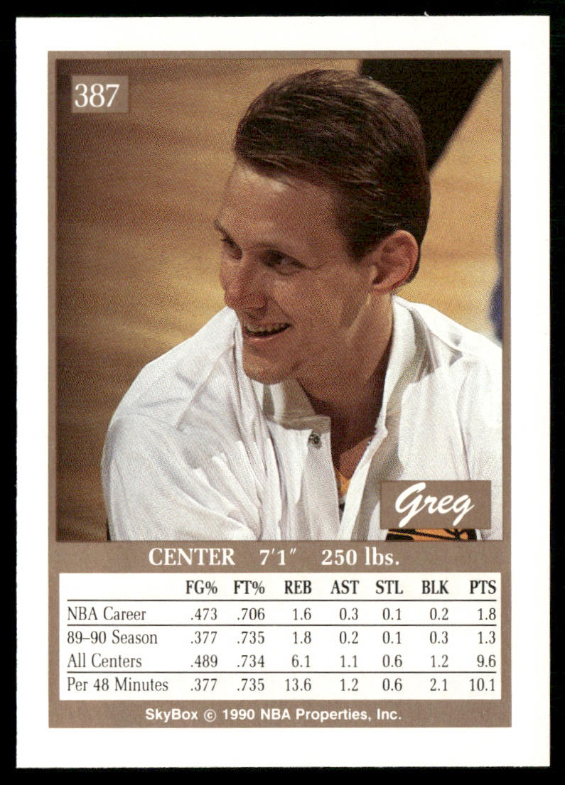 Greg Dreiling 1990-91 SkyBox #387 RC Indiana Pacers