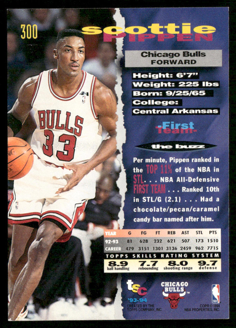 Scottie Pippen 1993-94 Stadium Club Members Only #300 Chicago Bulls